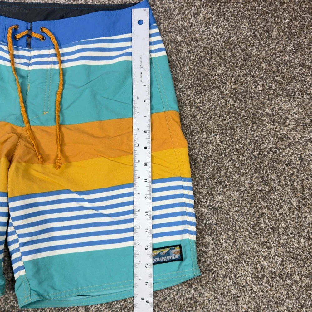 Patagonia Wavefarer Boardshorts Mens 30 Striped Blue Orange Recycled Nylon Swim